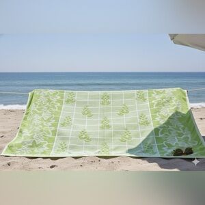 Vintage New Green White Grape Vine Cotton Terry Bath Sheet/Throw/Beach Towel